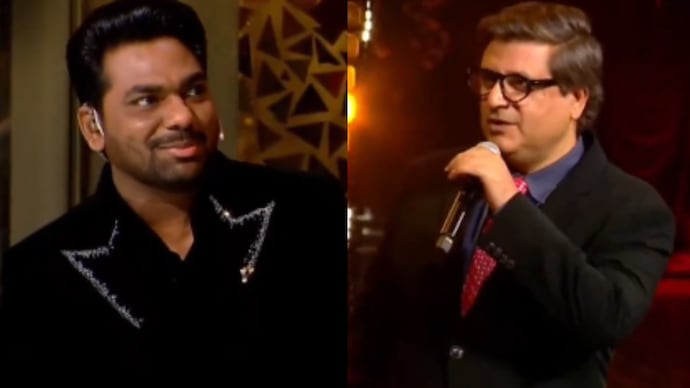 Zakir Khan and Goldie Behl at an awards ceremony. Zakir Khan, Goldie Behl