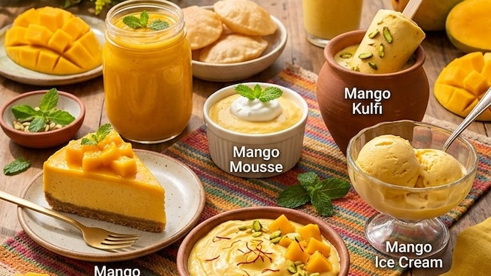 A summer food feature lists seven mango desserts ranging from kulfi to shrikhand.