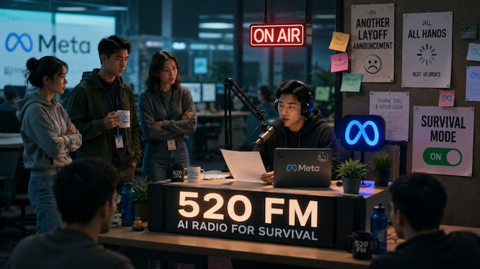 Meta employees are reportedly using AI-generated songs to cope with the company’s massive layoffs. (Image generated using AI) 520 radio station in Meta