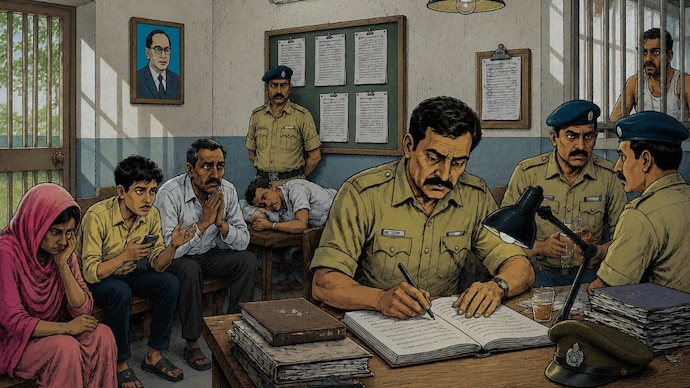 A sketch of an Indian police station A sketch of an Indian police station