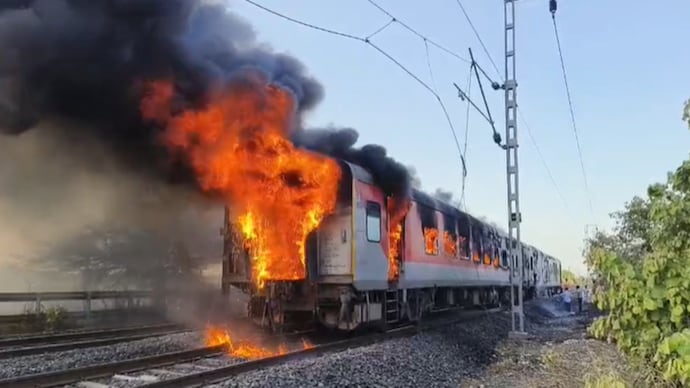 According to railway officials, there were 68 passengers in the coach when the fire was detected. According to railway officials, there were 68 passengers in the coach when the fire was detected.