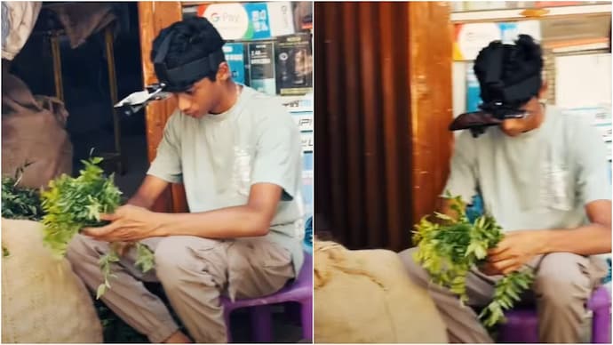 A street vendor in Bengaluru was spotted with a unique headset. (Photo: Instagram) AI jobs