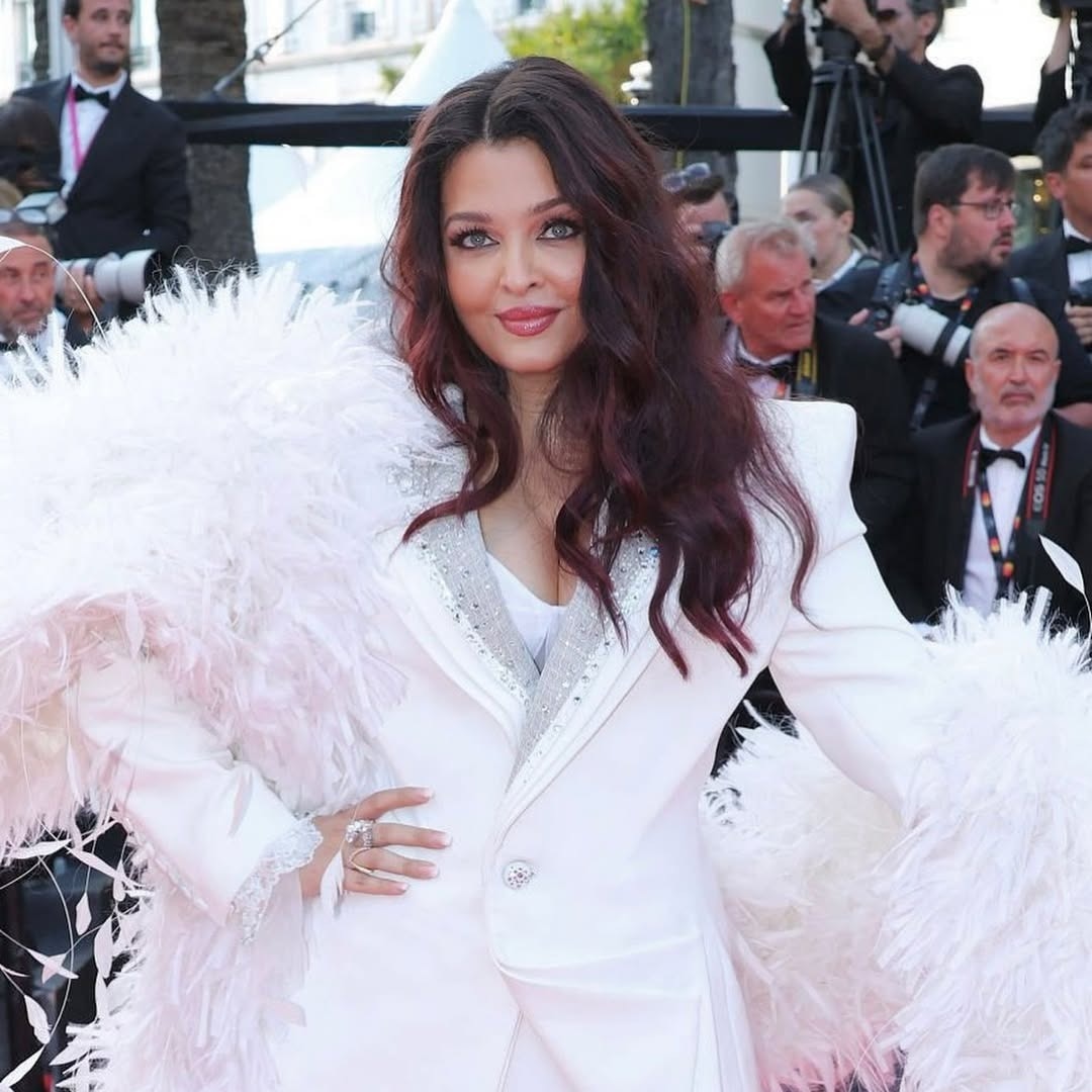 Aishwarya Rai channels a modern-day swan queen in dramatic white suit at Cannes