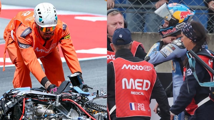 Alex Marquez's bike was destroyed in Catalunya Grand Prix. (Reuters Photo) Alex Marquez's bike