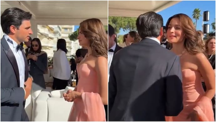 (L) Carlos Sainz, (R) Alia Bhatt, at Cannes Film Festival 2026. (Credit: Instagram/@tan_taz) Alia Bhatt, Carlos Sainz
