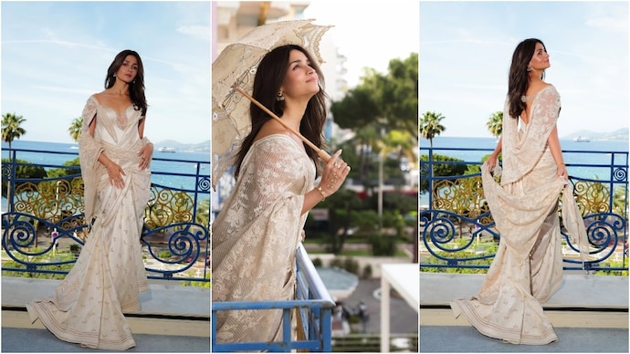 Alia Bhatt stepped out in an ivory corset saree that felt unapologetically desi. (Photo: Instagram) Alia Bhatt stepped out in an ivory corset saree that felt unapologetically desi.