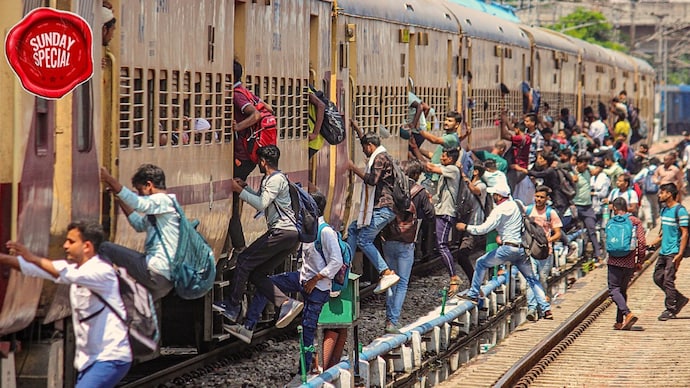Aspirants of the UP Police recruitment exam rush to board a train at a railway station in Meerut. (Image for representation: PTI) Aspirants of the UP Police recruitment exam rush to board a train at a railway station in Meerut. (Image for representation: PTI)