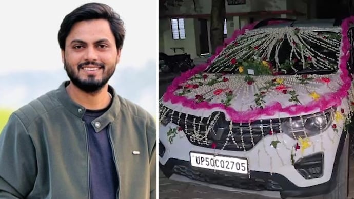 Azad Bind was travelling in a flower-decorated car when bike-borne assailants intercepted the vehicle. Azad Bind was travelling in a flower-decorated car when bike-borne assailants intercepted the vehicle.