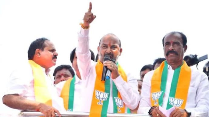 Senior BJP leader Bandi Sanjay Kumar has said the allegations against his son had caused him and his family distress. (Image: File) bandi sanjay son sai bhageerath pocso act fir filed hyderabad cyberabad minor molestation case 17 year old minister lad accused grooming raping girl telangana politics brs congress revanth reddy congress