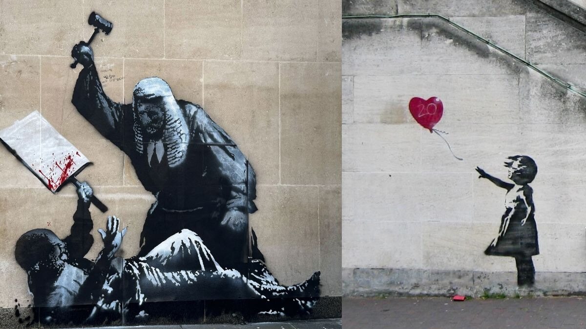 Banksy London statue: Artist confirms flag-in-face figure near the