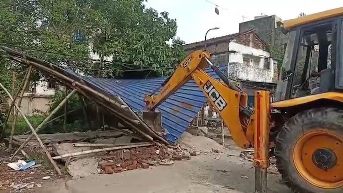 Authorities demolished a TMC party office and adjoining shops in Titagarh on Saturday. Bengal