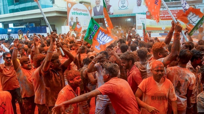 (Photo- PTI) Bengal BJP workers celebration