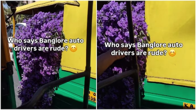 Bengaluru auto driver spots passenger recording video of flowers, a surprise follows (Photos: @ kitoli_ki_toli/Instagram) Bengaluru auto driver spots passenger recording video of flowers, a surprise follows