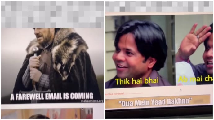 Bengaluru man sends farewell email made entirely of memes, leaves team in splits (Photos: @bhavisha.mp4/Instagram) Bengaluru man sends farewell email made entirely of memes, leaves team in splits