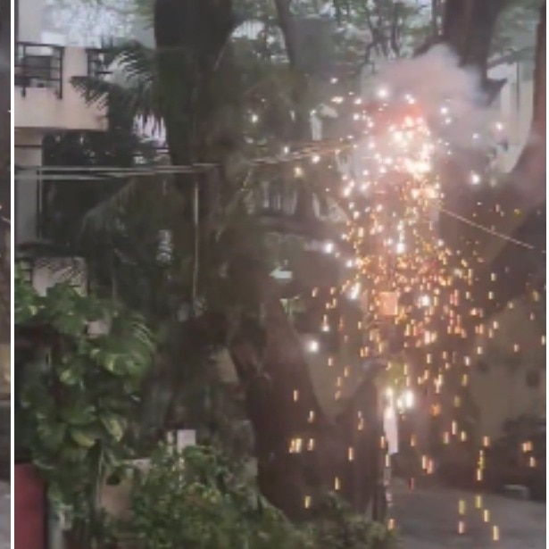 Bengaluru man spots electric pole bursting into flames outside house amid heavy rain