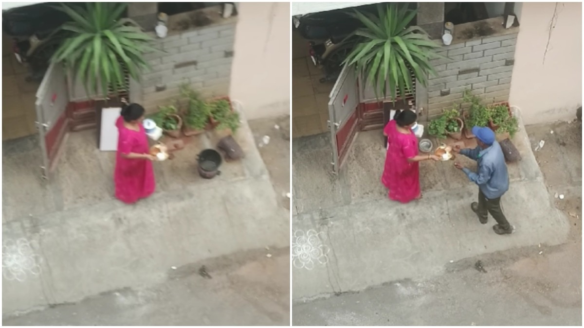 Bengaluru woman serves chai, biscuits to workers every morning, makes internet smile (Photos: @jagadishnadanalli/Instagram) Bengaluru woman serves chai, biscuits to workers every morning, makes internet smile
