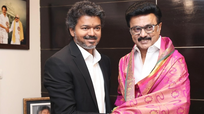 Tamil Nadu CM Vijay (left) meeting former CM MK Stalin after taking oath (Photo: X/ Stalin) Beyond politics: Actor Simran reacts to Vijay's meeting with Stalin as Tamil Nadu CM