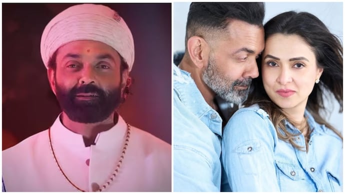 Bobby Deol in a still from Aashram (L); Bobby Deol with wife Tanya Deol (R). Bobby Deol had one rule before Aashram release: tell wife about intimate scenes
