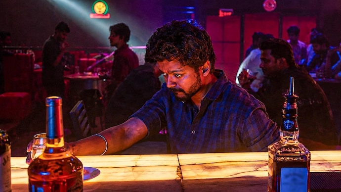 Chief Minister C Joseph Vijay played a hard-drinking but reformed professor in the film Master (2021). (Image: Screengrab/India Today Edit) c joseph vijay tamil nadu chief minister cm tvk leader gen z alcohol shop shut near school temple why decision resonate with masses experts political observers party cadres locals explained tasmac tn state marketing corporation booze regulation culture