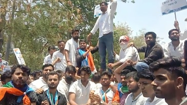 NSUI protests outside CBSE office over On-Screen Marking row NSUI protests outside CBSE office over On-Screen Marking row