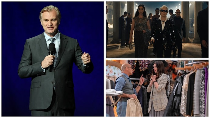 Christopher Nolan (left); Image from The Devil Wears Prada 2 (right). (Credit: AFP) Christopher Nolan reviews The Devil Wears Prada 2; call it a great movie