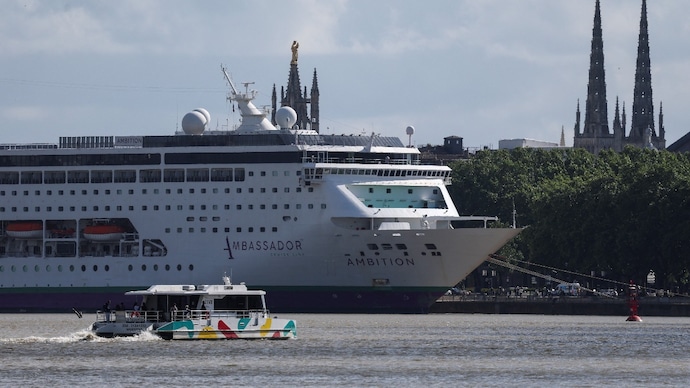 Cruise ship Ambition, operated by the Ambassador Cruise Line, is docked at the Port of Bordeaux after local authorities said passengers could not disembark following an outbreak of possible gastroenteritis in France. (Photo: Reuters) Cruise ship Ambition