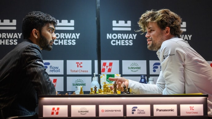 Magnus Carlsen beats D Gukesh at Norway Chess (Photo: Norway Chess) D Gukesh, Magnus Carlsen