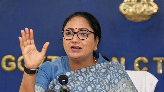 Delhi Chief Minister Rekha Gupta addresses a press conference (Image: PTI) Delhi Chief Minister Rekha Gupta addresses a press conference (Image: PTI)