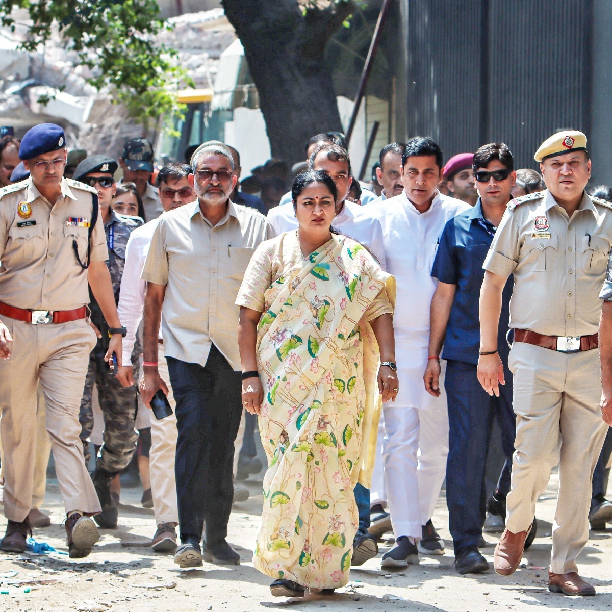 Delhi CM visits building collapse site, orders action on all illegal buildings