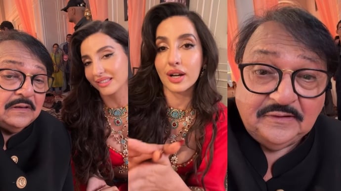 Rakesh Bedi (left) and Nora Fatehi during the shooting of a song (Photo: Video screenshot/Instagram- Rakesh Bedi) Dhurandhar's Rakesh Bedi performs 'Kills It' with Nora Fatehi on the dance set. Video