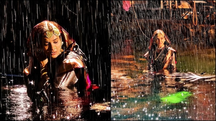Actress Disha Pardeshi's underwater scene in Raja Shivaji. (Photo courtesy: Instagram/Disha Pardeshi) Disha Pardeshi