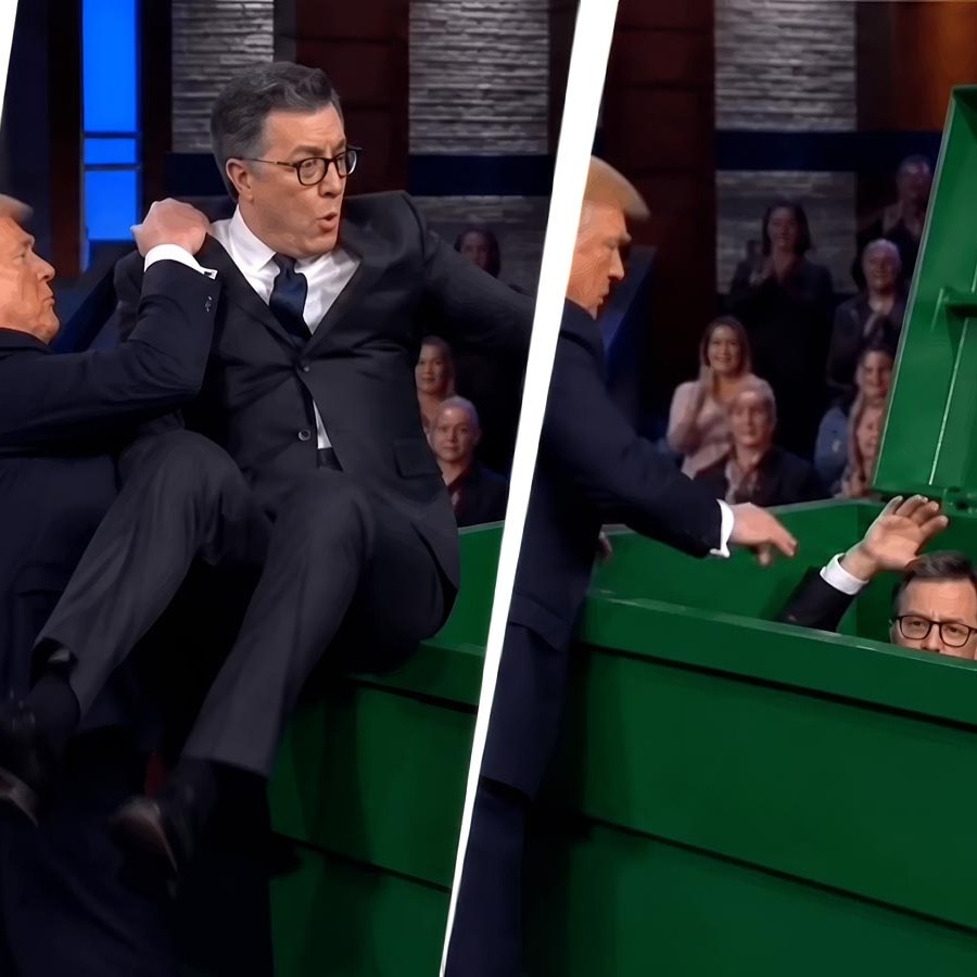 Amid feud, Trump posts AI video of him tossing Stephen Colbert into dumpster