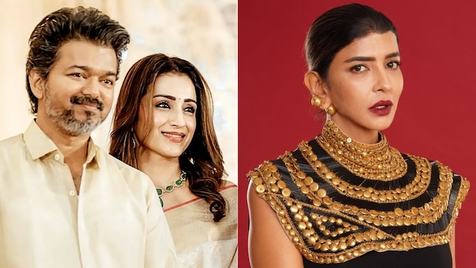 Lakshmi Manchu (R) links Vijay's (L) election win to Trisha's birthday Double celebrations: Lakshmi Manchu calls Vijay's victory Trisha's birthday gift
