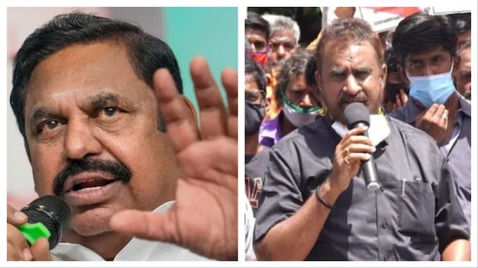 AIADMK General Secretary E Palaniswami (right) and party leader SP Velumani. (File photo) E Palaniswami, SP Velumani