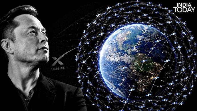 The dramatic rise is being driven primarily by SpaceX’s Starlink and Starshield constellations. (Photo: Generative AI by India Today) Elon Musk Starlink satellites