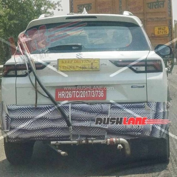 Maruti Suzuki Brezza facelift spied during emission testing, turbo-petrol under evaluation?