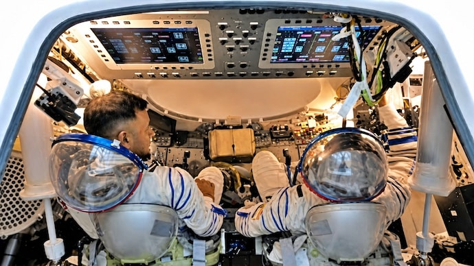 Training sessions being conducted inside the simulator. (Photo: Isro) Gaganyaan Mission crew training
