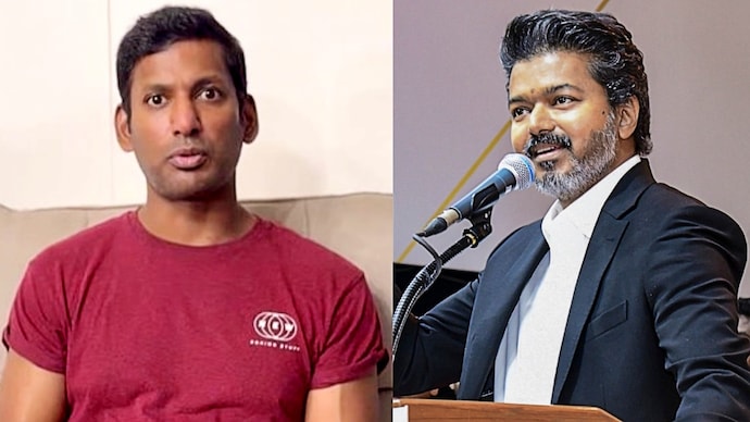 Actor Vishal (left) lauds Tamil Nadu Chief Minister Vijay (right)'s move to close 717 liquor shops in Tamil Nadu (Photo: X/PTI) Girls were harassed: Actor Vishal salutes CM Vijay's action at liquor shop