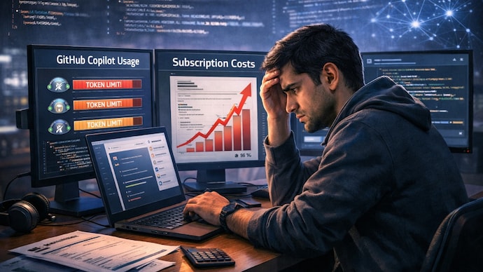 GitHub Copilot users report massive bill increases after Microsoft switches to token-based pricing. (Image generated using AI for representational purposes) GitHub Copilot, Ai token bill, microsoft,