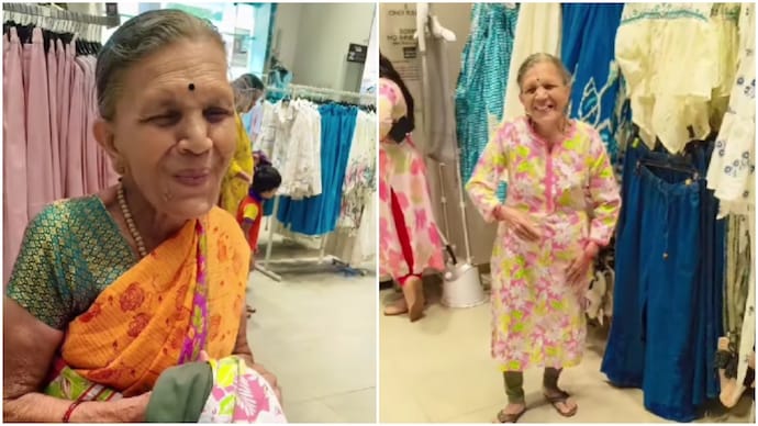 Goa woman takes saree-loving mother-in-law to buy her first kurta in 70 years (Photos: @prachijoshi796/Instagram) Goa woman takes saree-loving mother-in-law to buy her first kurta in 70 years