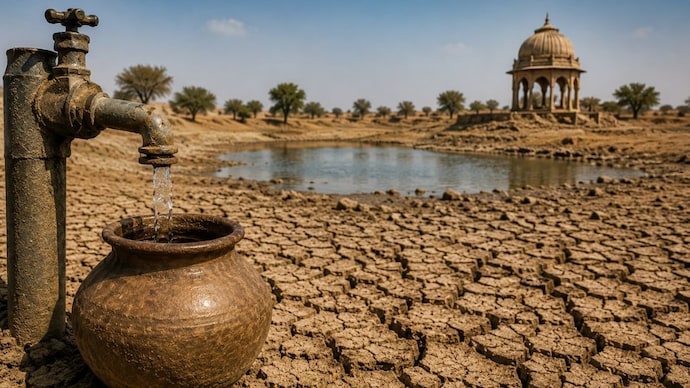 Water crisis, coupled with heatwave has made lives difficult for people in Rajasthan (AI Image) Ground Water level crisis