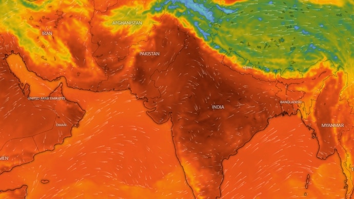 A temperature map of India and nearby regions. (Photo: Windy) Heatwave rising: Will it lead to higher UV radiation, and should you be worried?