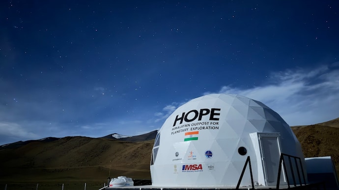 The Hope Habitat is set up in the Tso Kar valley of Ladakh. (Photo: Protoplanet) Hope habitat protoplanet Isro