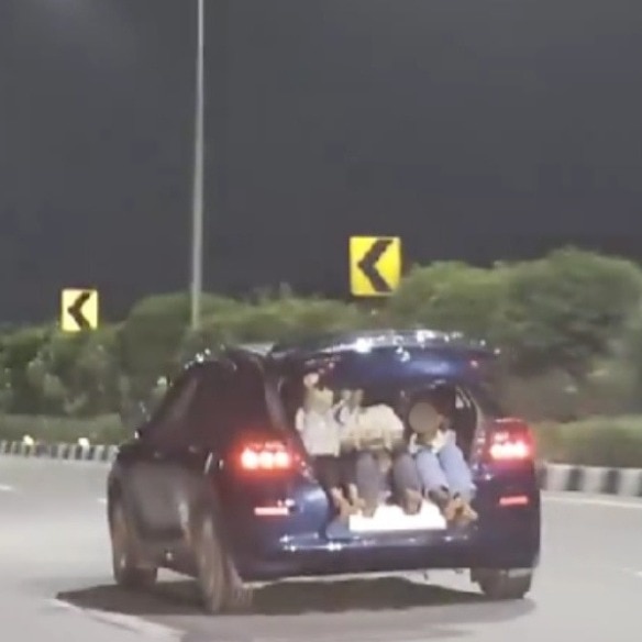 Hyderabad family drives at high speed with children in open boot, police reacts