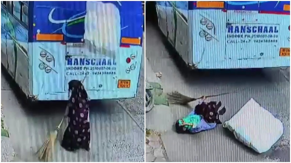 Indore sweeper gets hit by 100-kg parcel thrown from bus by mistake, survives Indore sweeper gets hit by 100-kg parcel thrown from bus by mistake, survives