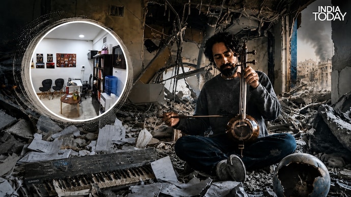 Hamidreza Afarideh returned to what was left of his destroyed music school and sat down to play but around him, the space bore the scars of devastation. iran war