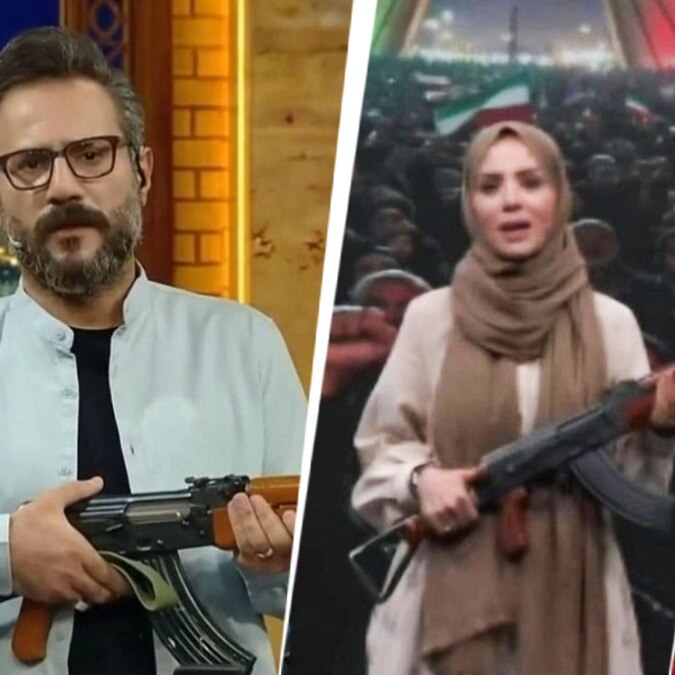Watch: Iran state TV anchors give AK-47 tutorials on air amid war fears