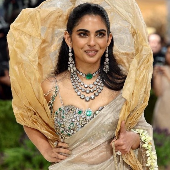 Isha Ambani takes a gold saree, gajra and ‘aam’ to the Met Gala 2026