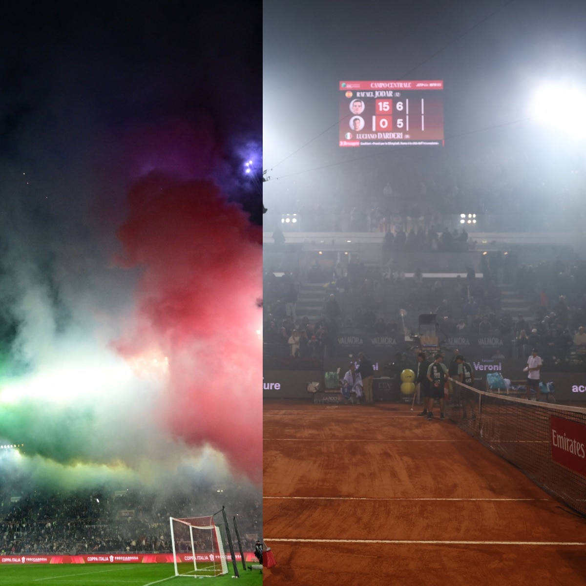 Italian Open match halted as Inter Milan’s fireworks celebration sweeps Rome arena