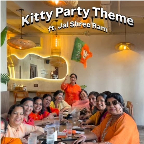 Kolkata women arrive in saffron for ‘Jai Shree Ram’ kitty party at cafe